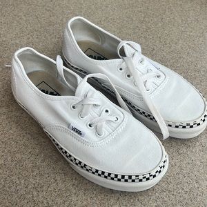Vans, White and Checkered, Womens Size 6 - Mens Size 4.5